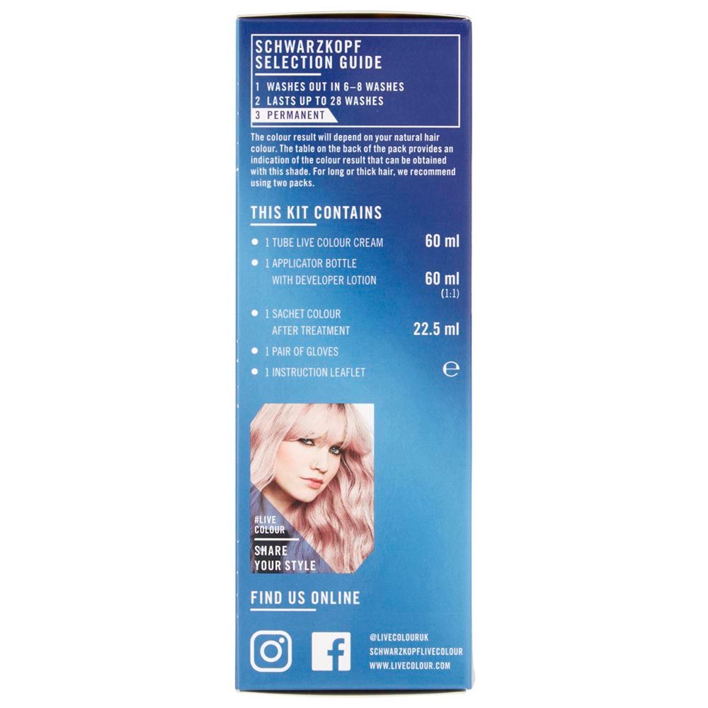 Schwarzkopf LIVE Lightener + Twist Cool Rose 101 Permanent Hair Dye